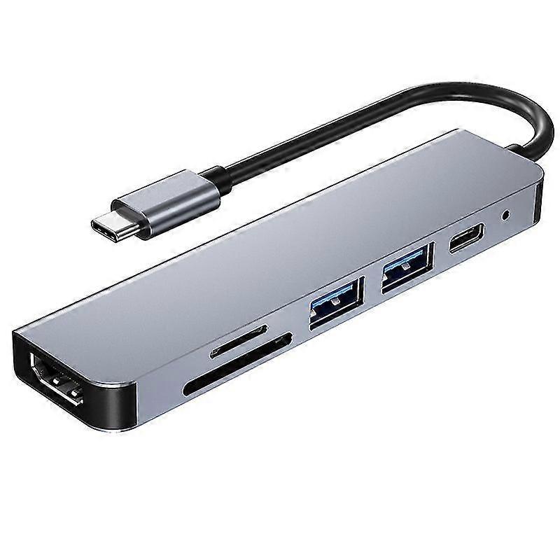 Usb C Docking Station Dual Monitor 6 In 1 Hdmi Adapter With Usb 3.0+2.0port,sd+tf Card Reader,4k Hdmi Compatible For Huawei Macbook Apple Ipad