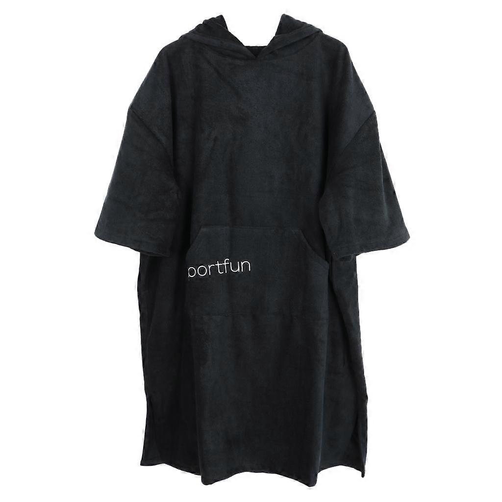 Microfiber Quick Dry Changing Robe Beach Poncho Bath Towel Black