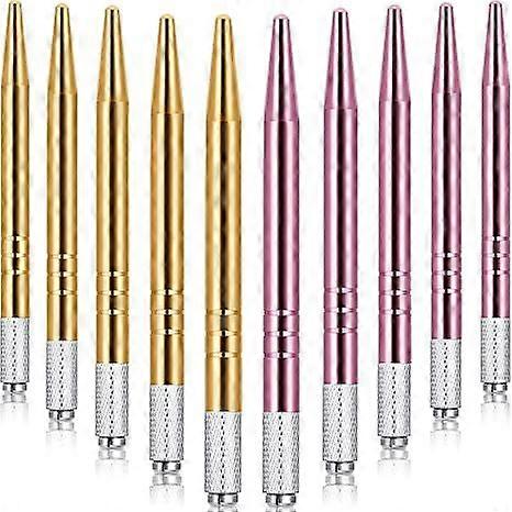 Microblading Pens 10 Piece Manual Eyebrow Pens Microblade Pen Aluminum Microblading Hand Tools Light Manual Microblade Tool Microblade Holder for Make