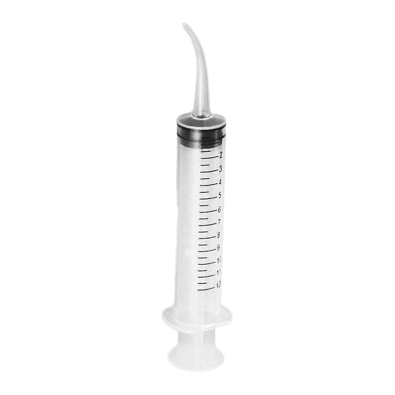 10Pcs 12ml Disposable Dental Syringe Transparent Elbow Syringe Teeth Washing Tool Dental Irrigation Liquid Extraction Tool Teeth Care QinHai