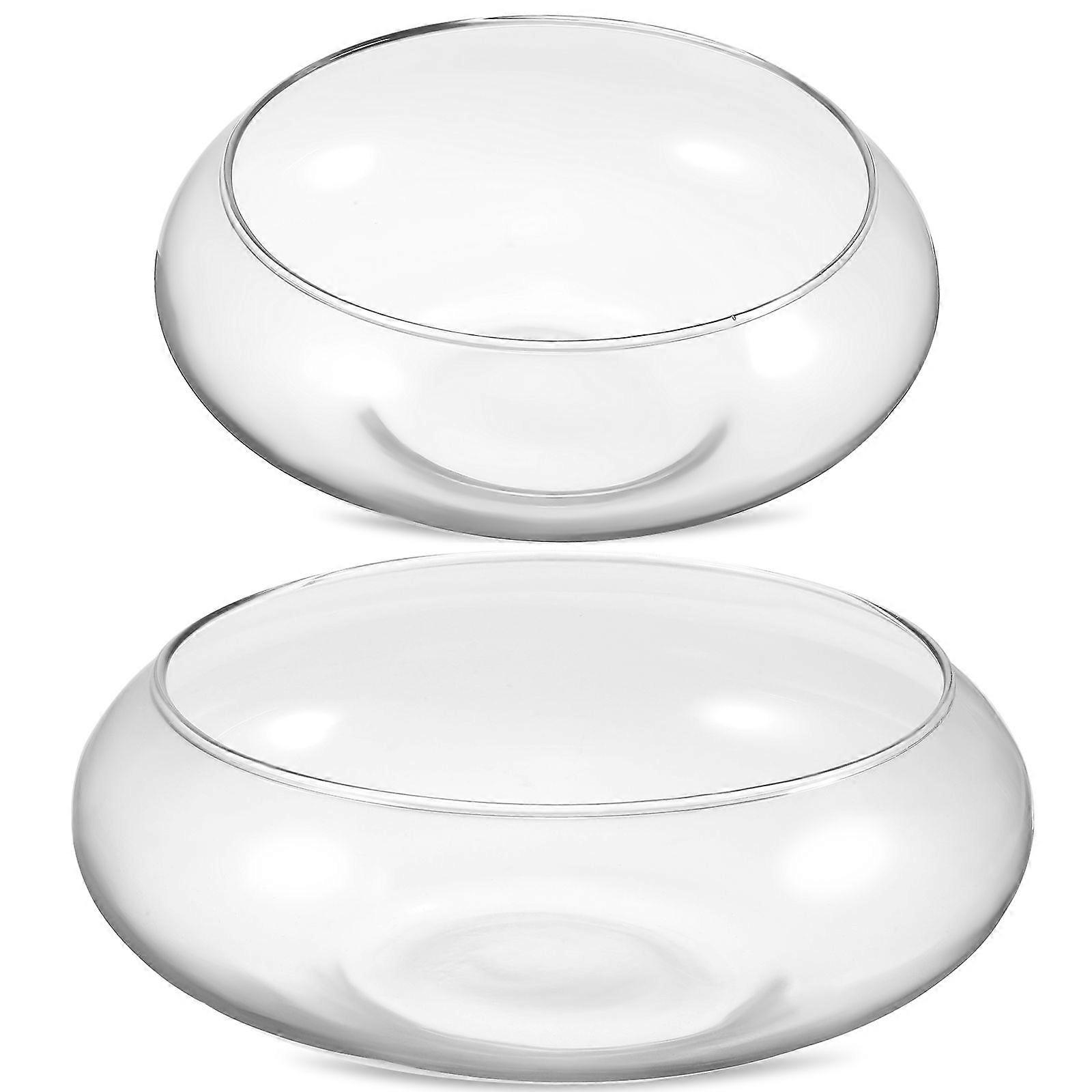 2 Pcs Glass Vase Bowls Glass Fish Bowls Round Bowls Terrarium for Table Centerpiece