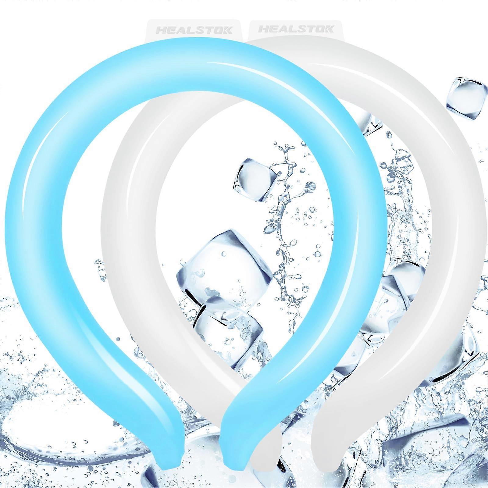 Neck Cooling Tube | Reusable Ice Ring Neck Cooler for Summer Heat | Hands-Free Blue and White Wearable Neck Wrap for Outdoor Sports