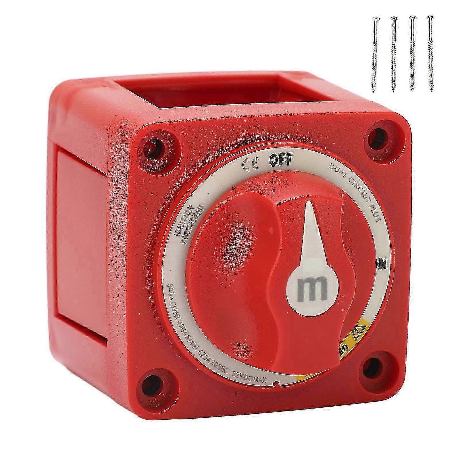 300A DC 32V Battery Selector Switch 3 Gear M10 X 4 Stud Dual Circuit Power ON Off Disconnect Switch for RV Marine Automotive Battery
