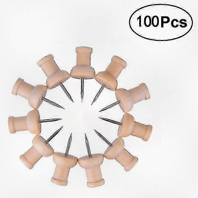 100pcs Wooden Push Tacks for Map Photos Calendar Decorative DIY Tool Ideal for School, Home, and Office Use (H-Shaped) Suitable for Various Brands