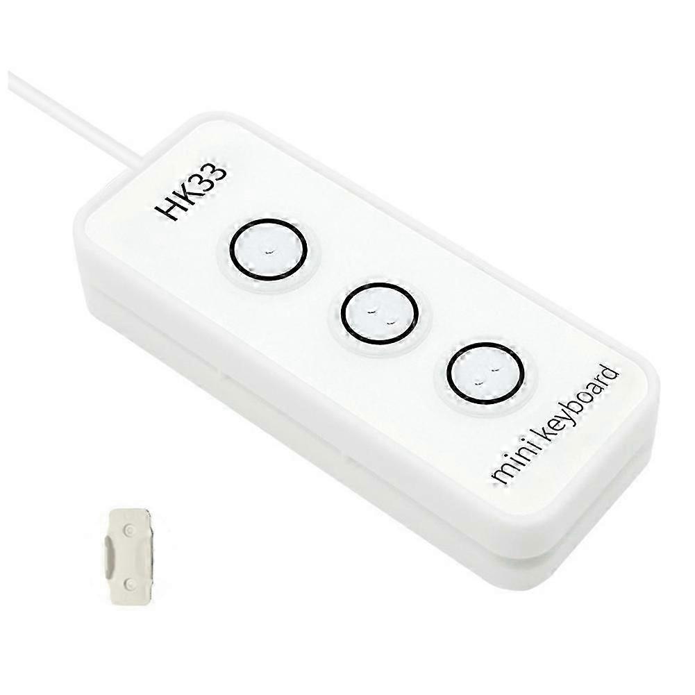 3 Key USB Macro Programming Key Keypad White