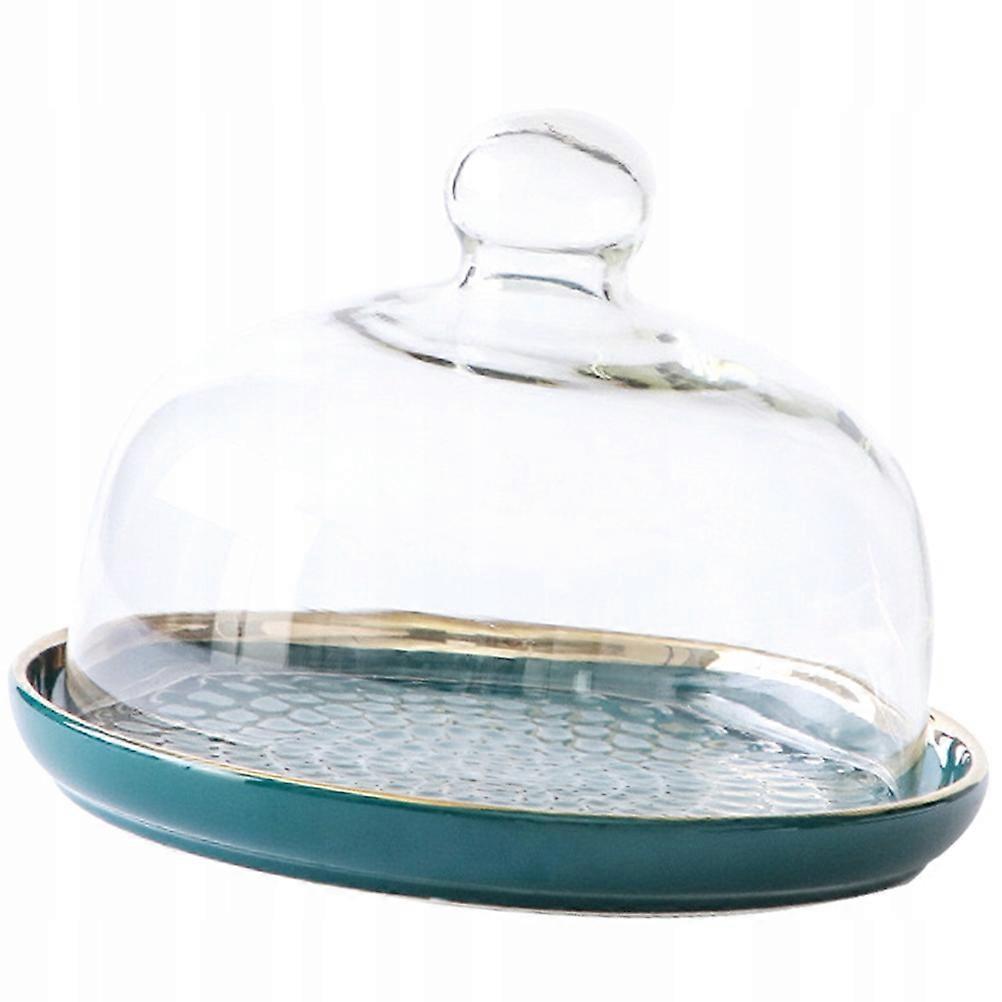 Frutta Display Cupcake Stand Pan Piatto Trasparente Cupola Partito Vetro Pannello In Ceramica