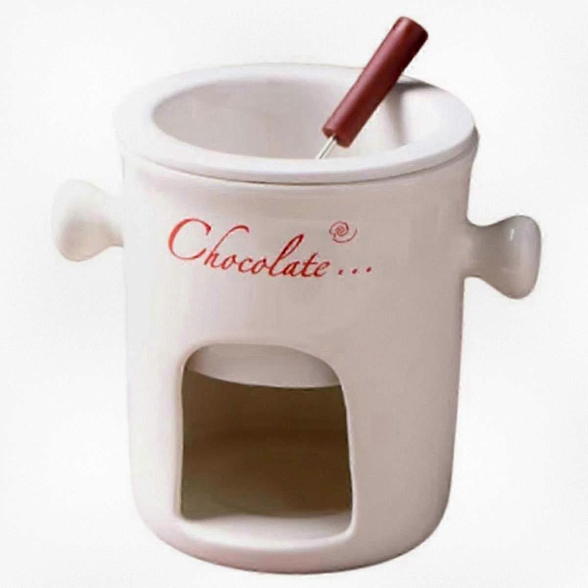 Ceramic Fondue Mug for Melting Chocolate, Ideal Chocolate Melter Pot for Snack and Candy Treats, Perfect for Fondue Parties