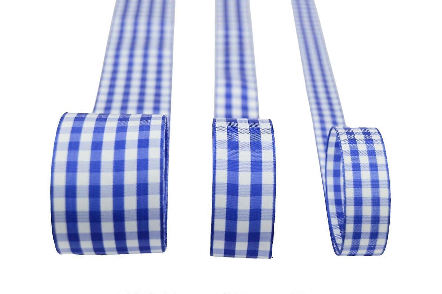 Taffeta Gingham Check 11/2' Royal Blue 25yd Polyester Ribbon