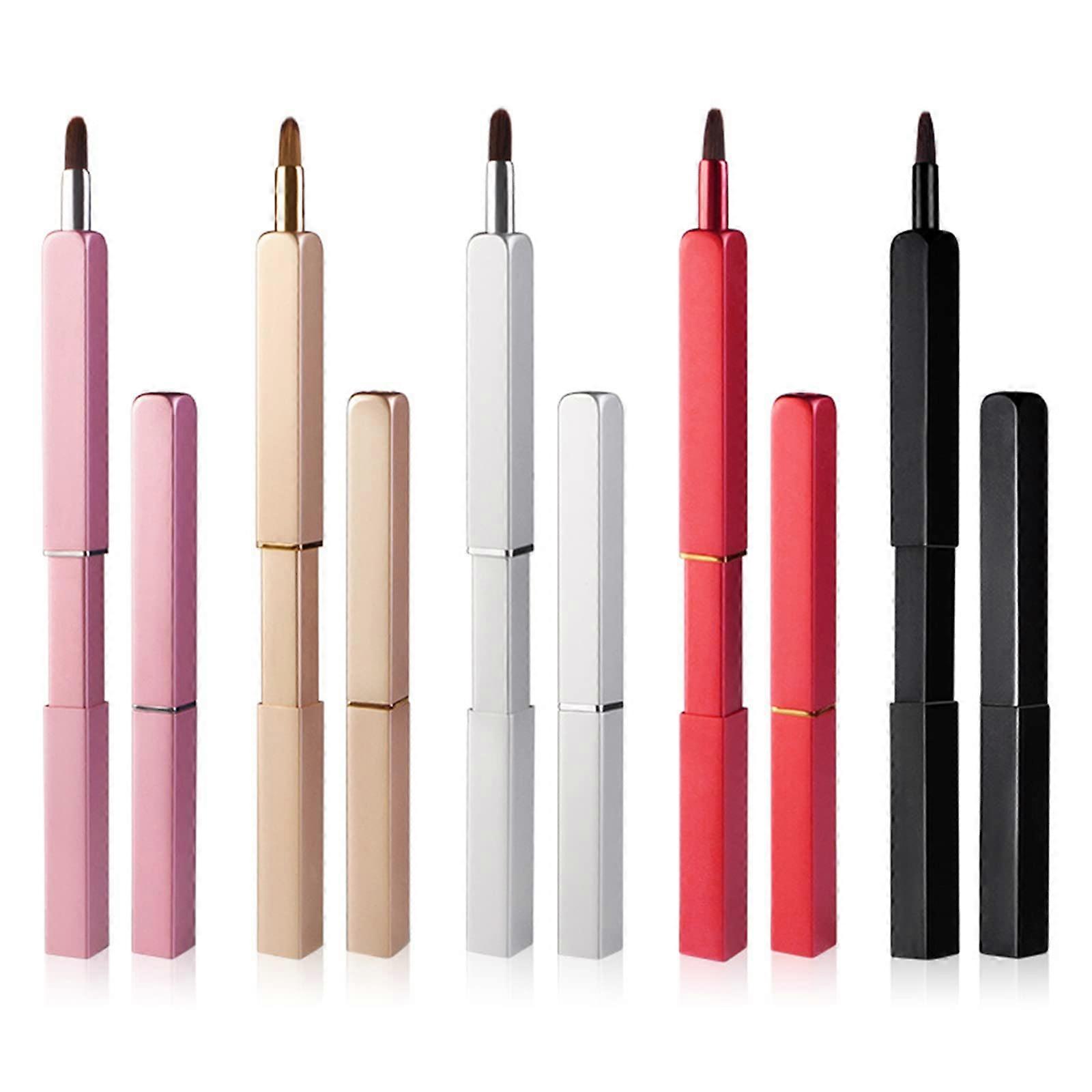 Lipstick Brush Retractable, Dust-Proof Portable Multipurpose Makeup Brush, Applicator, Travel Ready, 5 Color Options