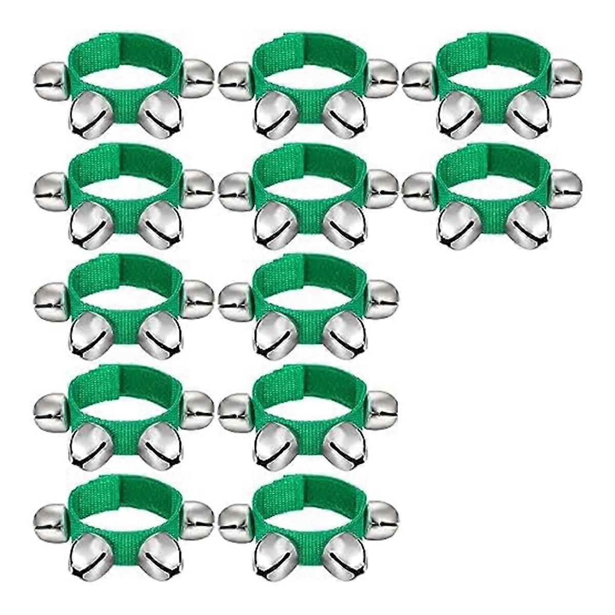 12 Pcs Wrist Band Bells Bracelets Jingle Bells Musical Ankle Bells Rhythm Instrument for Kids Chris