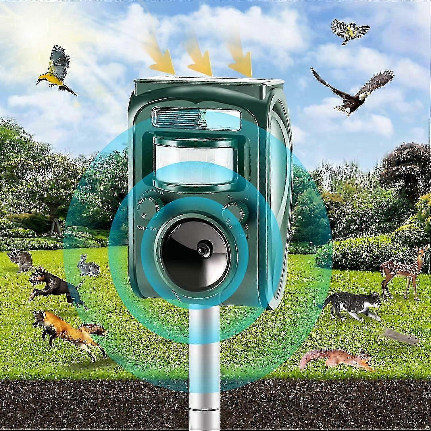 Ultrasonic Animal Repellent, Outdoor Solar Powered Squirrels Deterrent With Motion Sensor,sound And Led Flashing,waterproof Deer Repeller,animal Repel