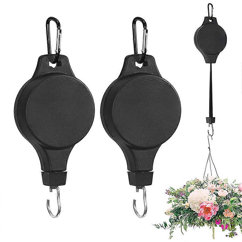 Plant Hanger Pack of 2 Retractable Flower Hooks Adjustable Pull Down Hanger for Bird House and Hanging Baskets
