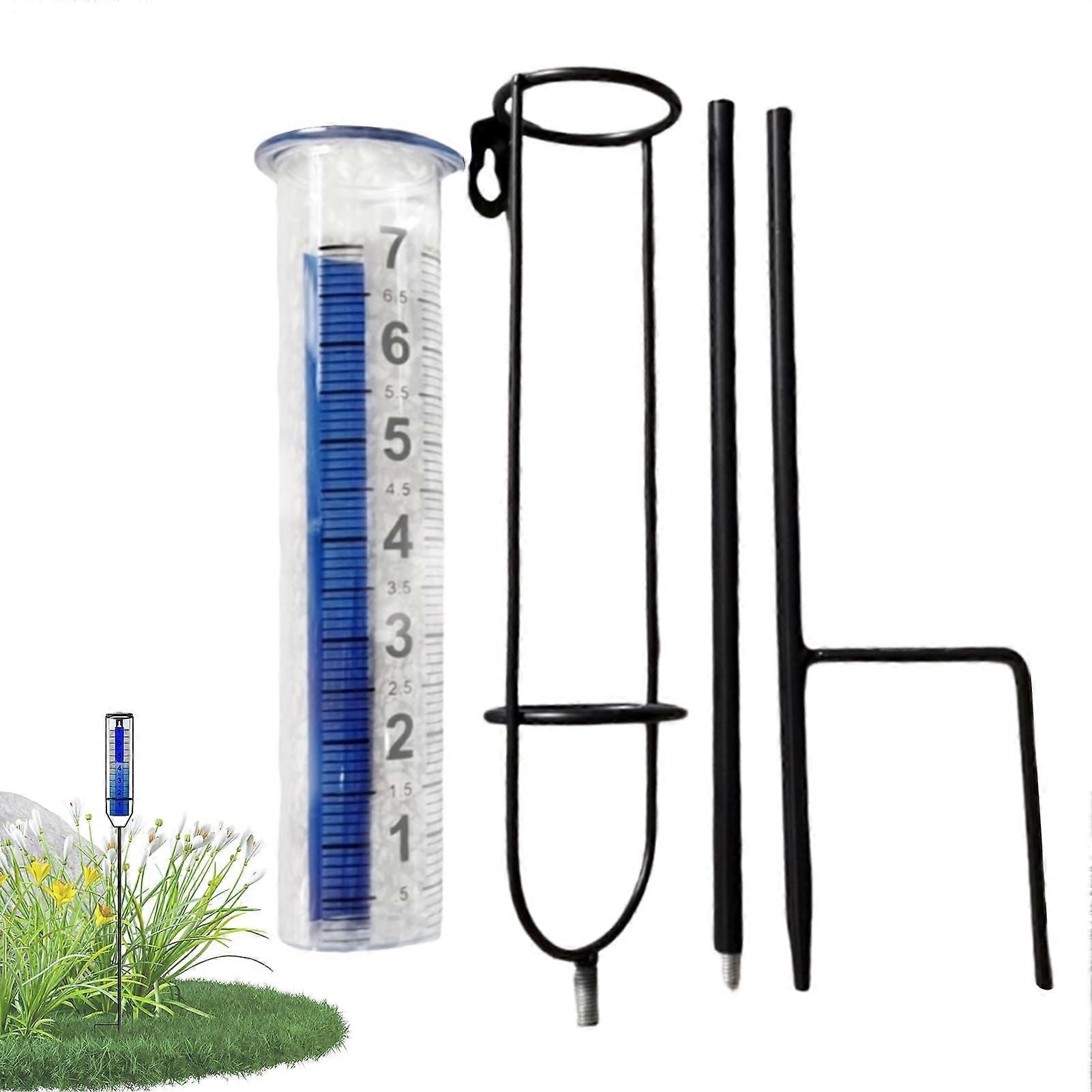 Rain Gauge Outdoor, Adjustable Rainfall Meter with Stake for Backyard