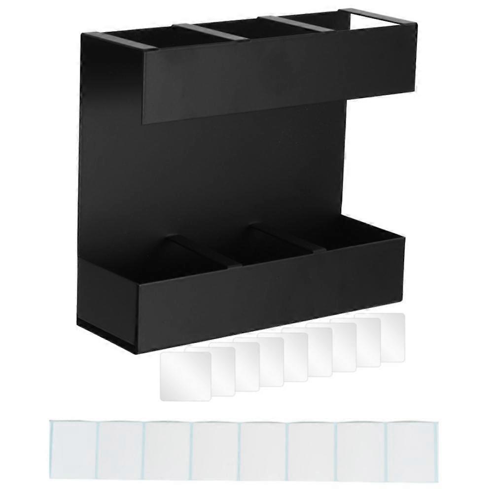 Three-grid Straw Cutlery Metal Storage Rack Kitchen Organizer