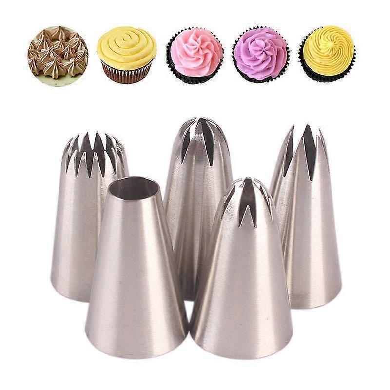 Stainless steel icing piping nozzle tips, 5-piece set, for baking, improve baking results