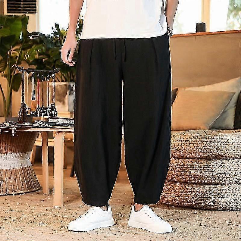 Pantalons japonais amples en coton et en lin pour hommes