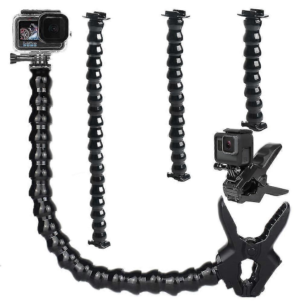 Adjustable Gooseneck Clamp Mount with Flexible Jaw Clip for GoPro Hero 10-4 Action Camera