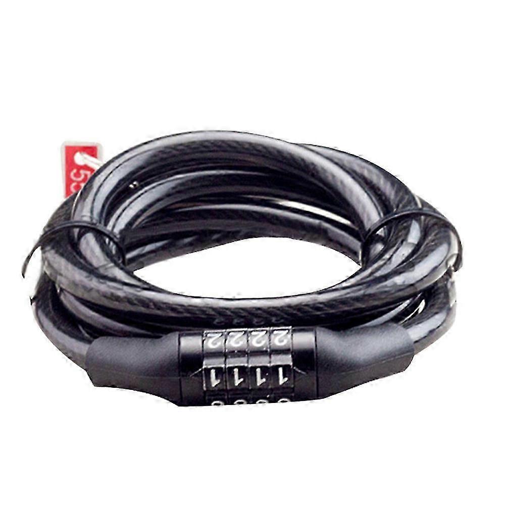 4 Digit Cycling Heavy Duty Cable Combination Password Bike Cable Lock Cable Hard Coded Lock Black
