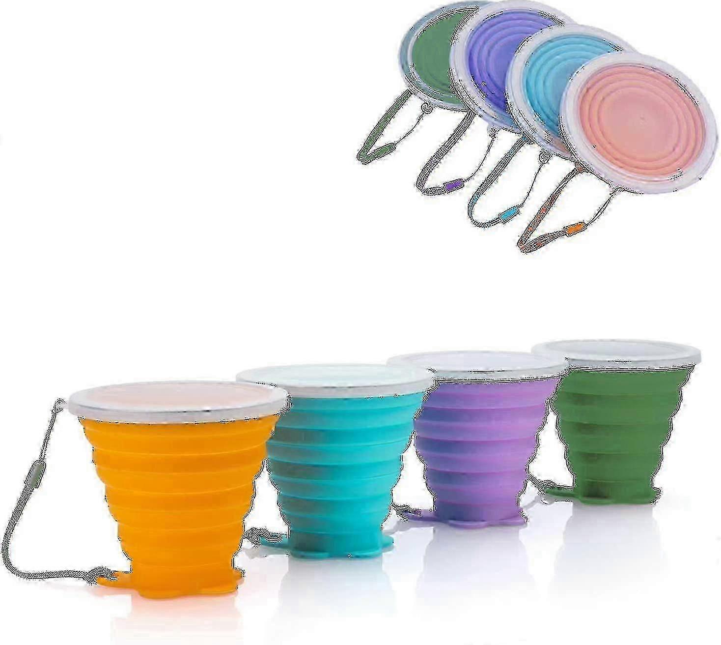 Gobelet de voyage pliable en silicone avec couvercle - Gobelet à boire extensible portable pour le camping et la randonnée