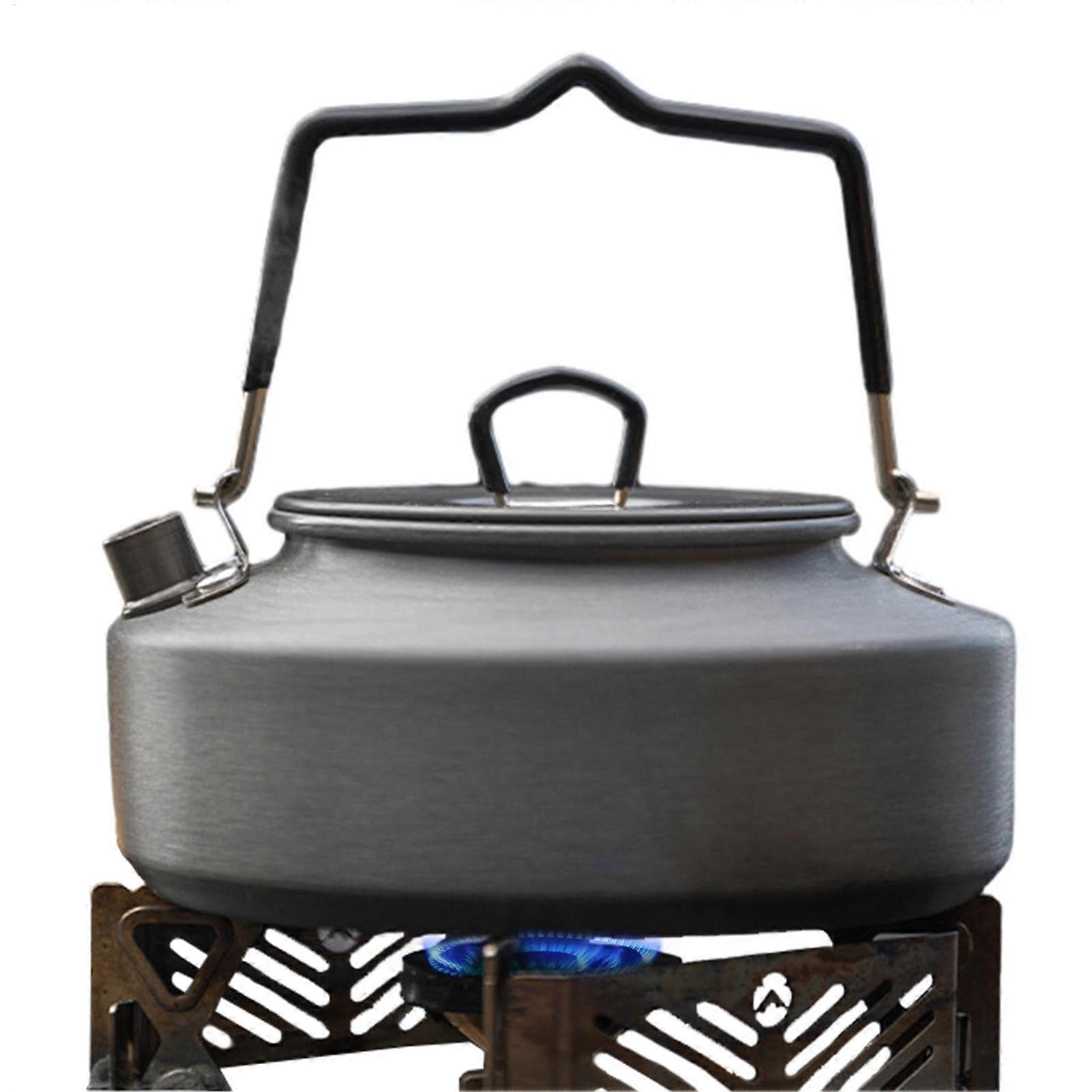 Camping Tea Kettle, Aluminum Alloy, Compact Design, Black