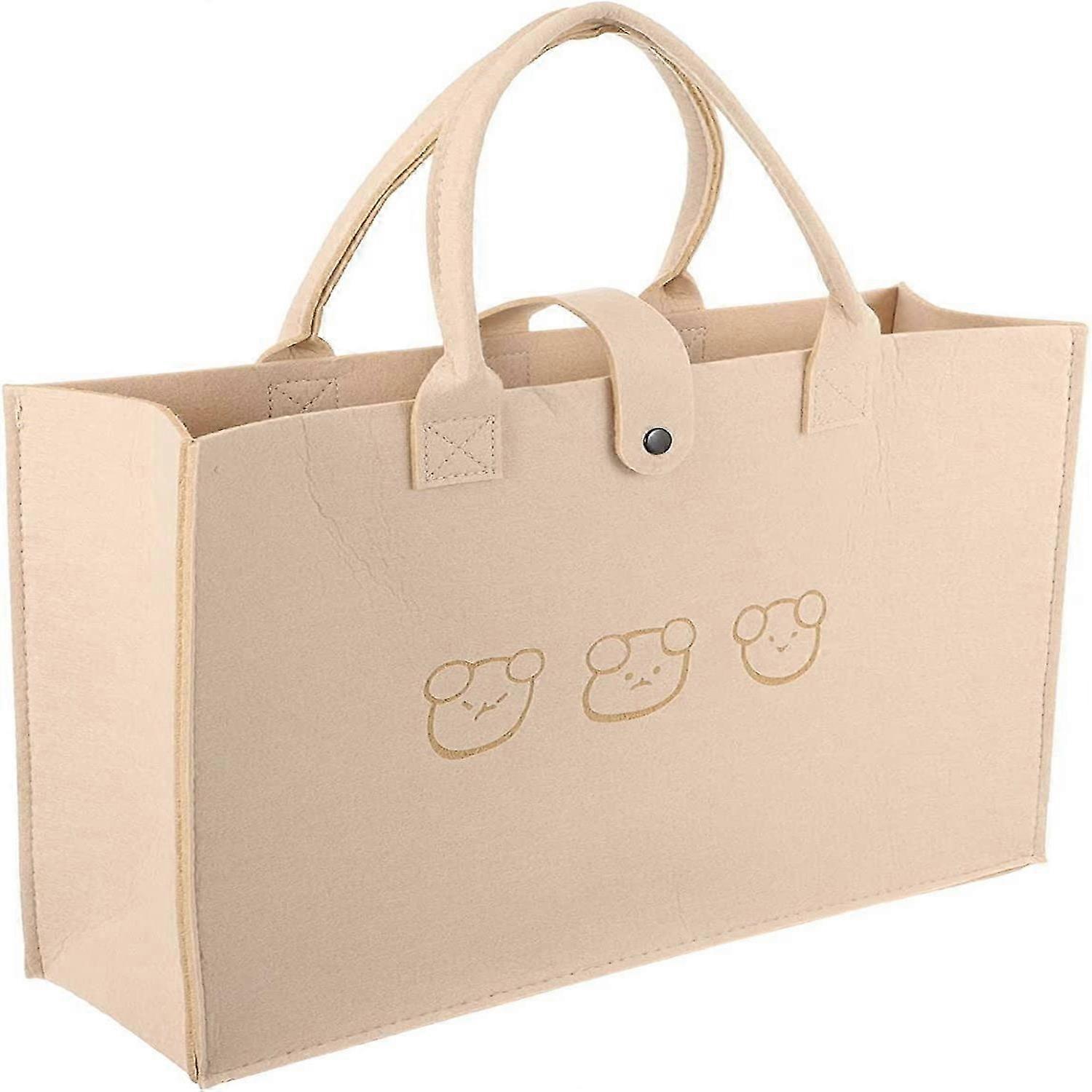 فيلت سلة حقيبة تسوق مع مقبض حقيبة حمل سلة نزهة تخزين لعبة 39.5x29.5x12.5cm