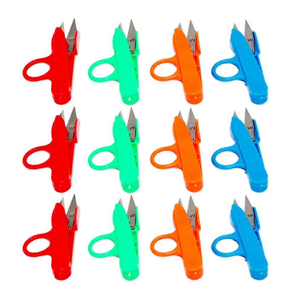 12PCS High Carbon Steel Scissors Multi-use Scissors Yarn Cutters Thread Residue Removal Tools (Random Color