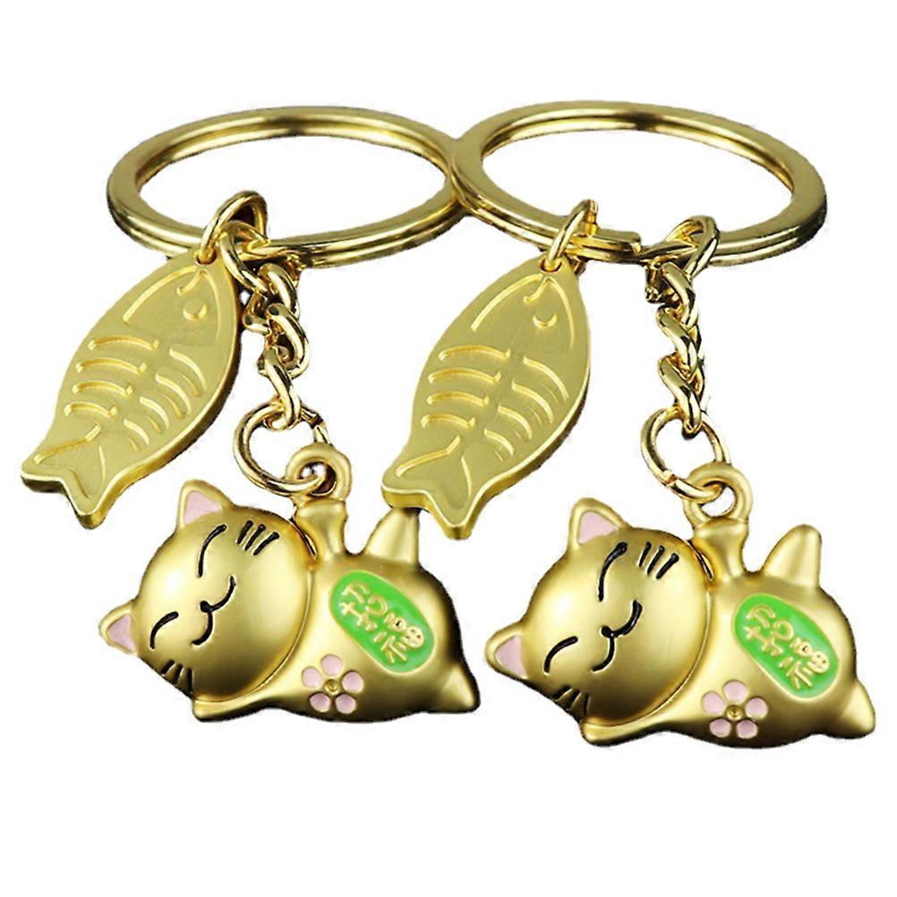 Cat Key Chain Pendants Fortune Cat Keychains Decorative Everyday Use 2Pcs