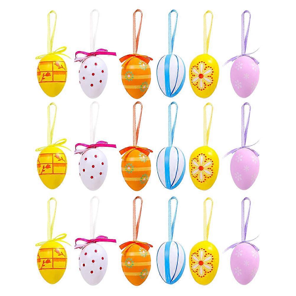 Decorative Egg Ornament Easter Eggs Random Style Plastic 6X4CM Diy Craft 24Pcs