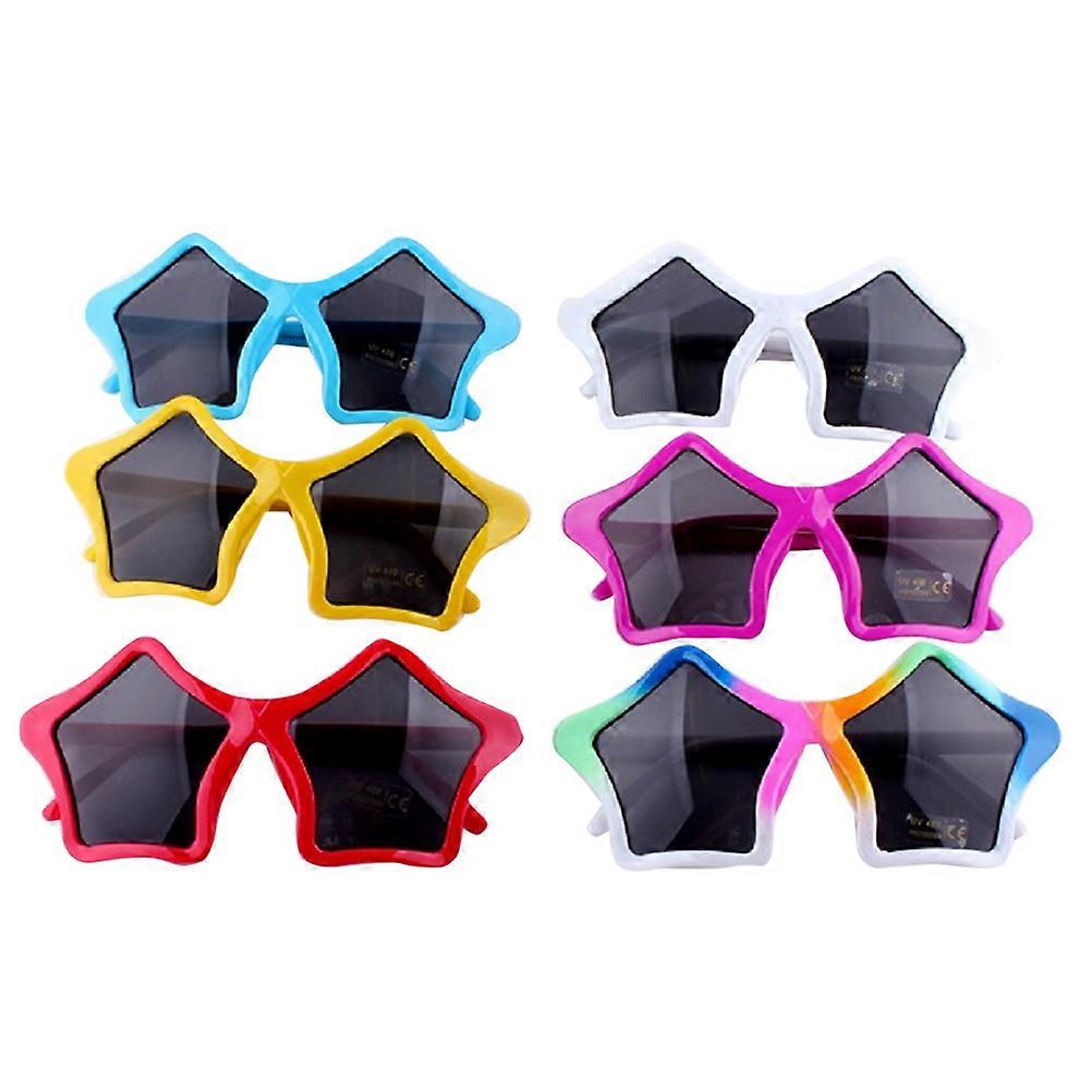 Five-Pointed Stars Sunglasses Round Frame Plastic Childrens Halloween Costume Party Accessories 6Pcs Random Color