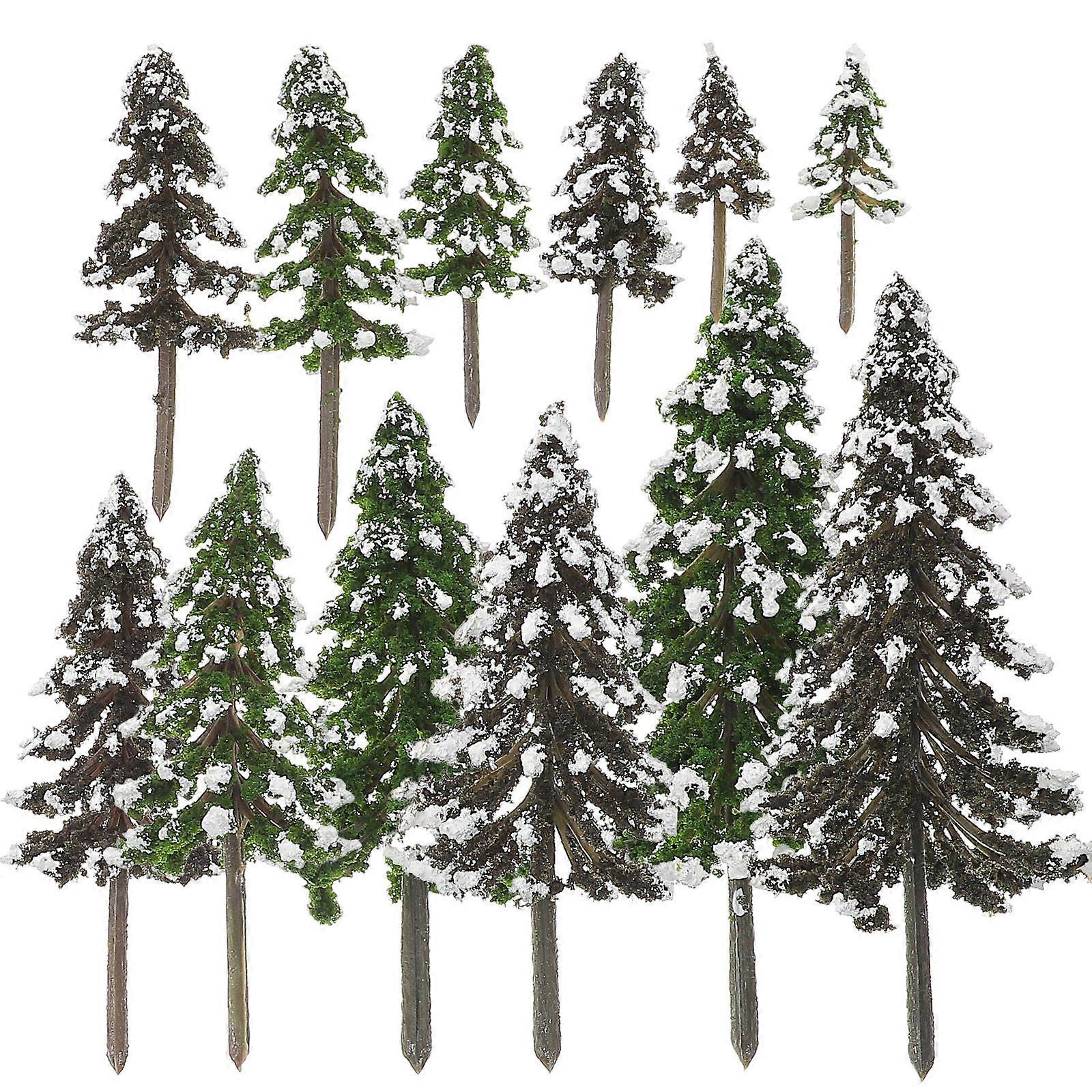 Mini Christmas Tree Miniature Pine Trees For Diorama Mini House 15X6cm 12Pcs