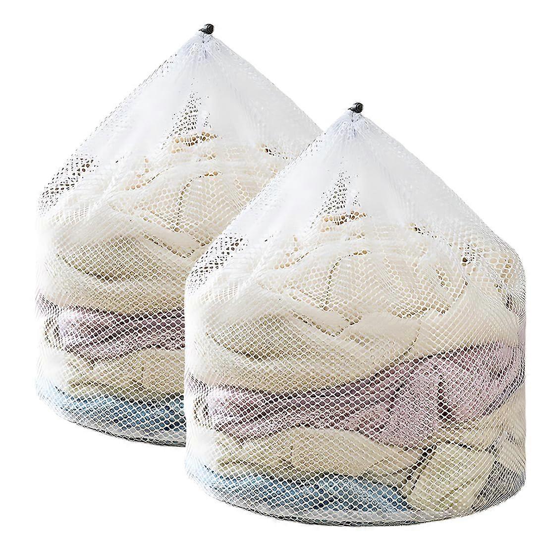 Laundry Net for Washing Machine, 40 x 30 cm Small Reusable Laundry Bag with Cord Stopper for Underwear and Baby Socks
