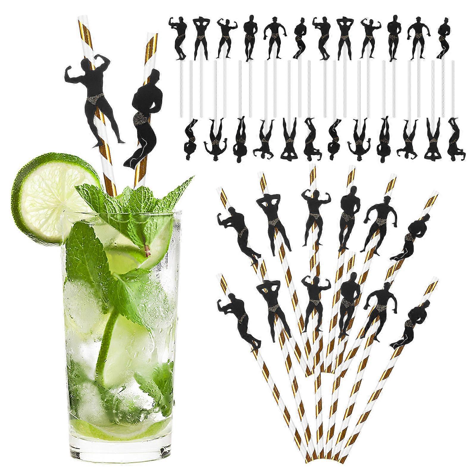 Sport Theme Party Decoration Drinking Straws Gold Color Cake Decoration 24 Straws