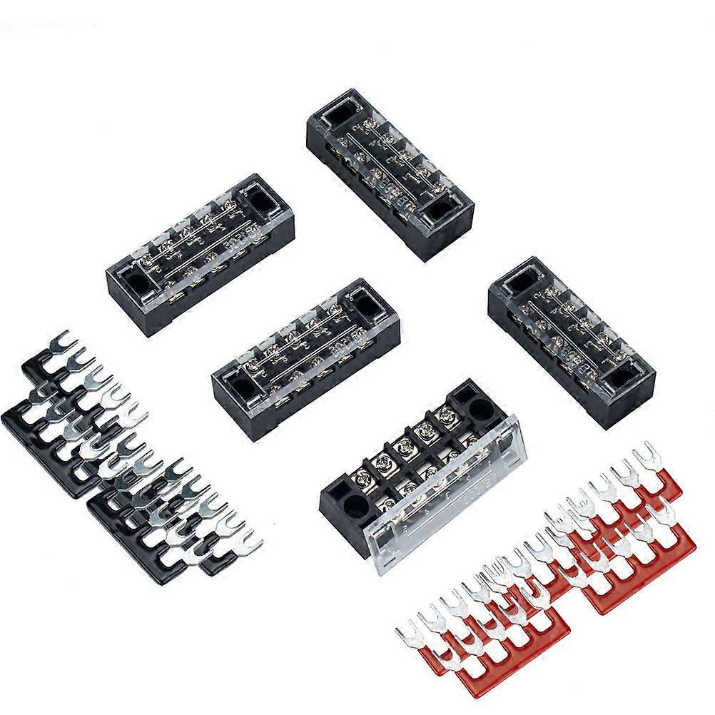 5 Sets 5 Positions Dual Row Screw Terminal Strip Blocks 5 Positions Terminals Barrier Strip