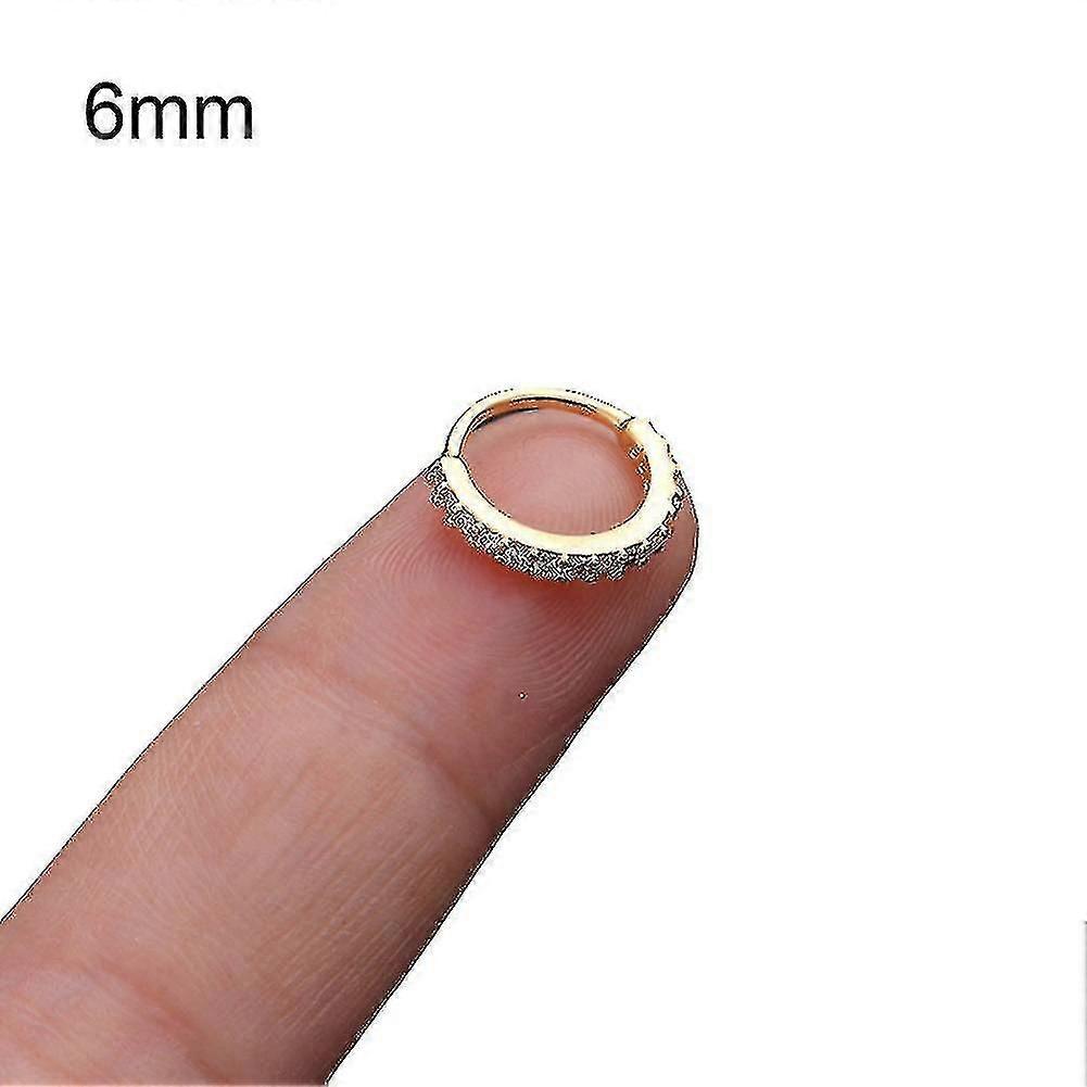 1 قطعة نساء مكعب زركونيا مطعمة حلقة الأنف خاتم Huggie القرط ثقب المجوهرات Cy)-YUHAO