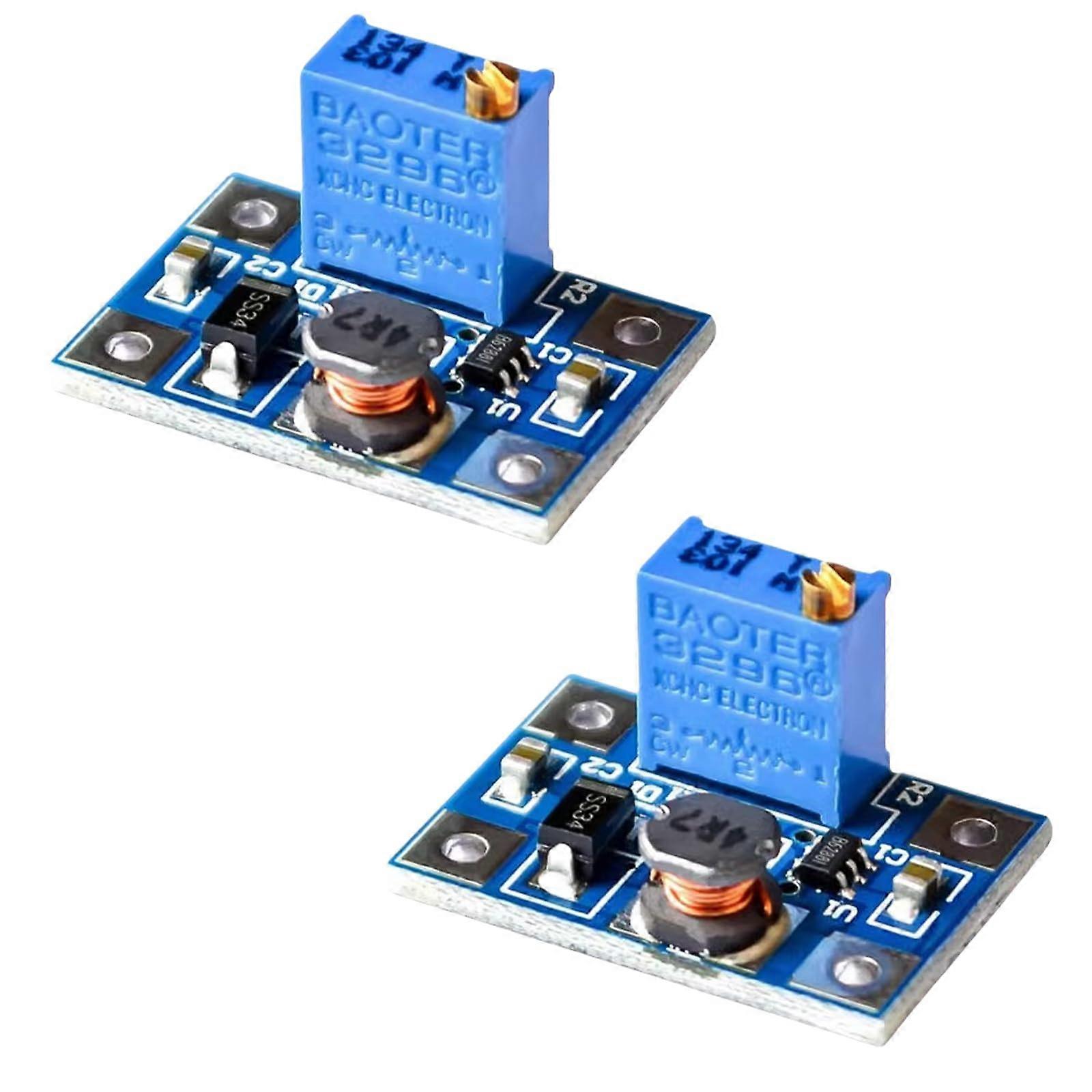 2-Piece High Current DC Step-Up Power Module Board with 2A Output, Adjustable Voltage, DC 2V-24V Input, Compact Design