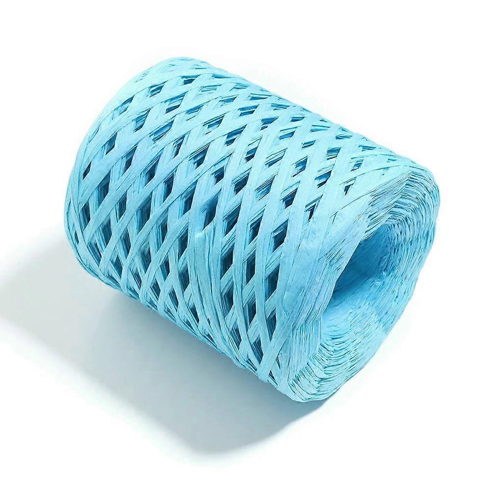 200M/roll Raffia Straw Yarn Colorful Paper Braided Rope for Handmade Craft Knitting Crocheting Threads DIY Bouquet Gift Package sky blue
