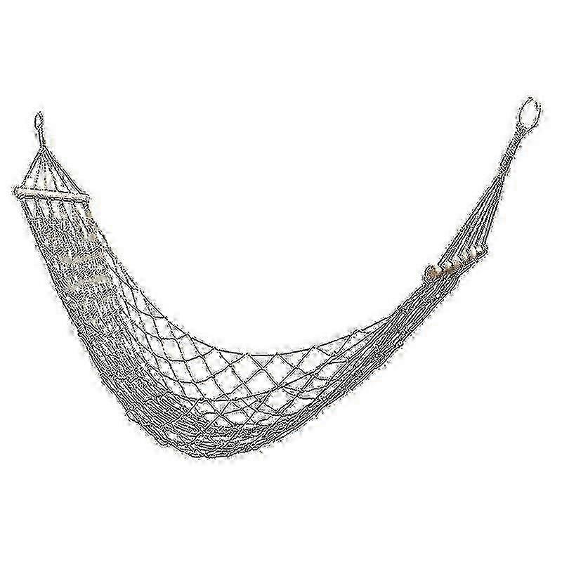 Amaca in corda di cotone, rete sospesa, uso interno o esterno, amaca singola con bastone di legno, patio, spiaggia, campeggio - bianco
