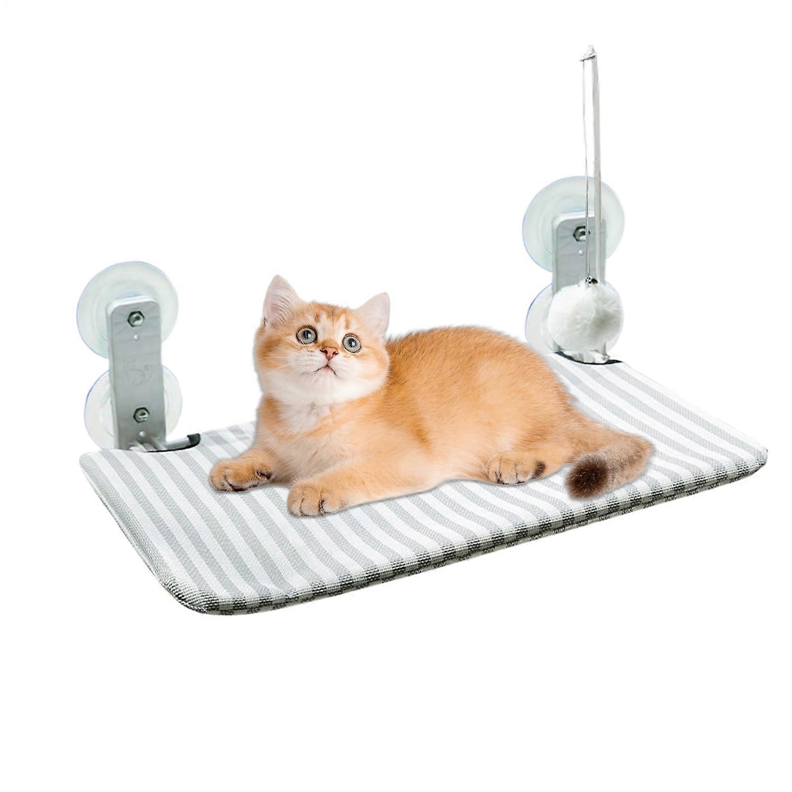 Cat Window Perch, Breathable, Cordless, Foldable, Cushioned Bedside Rest for Kittens, Gray XL