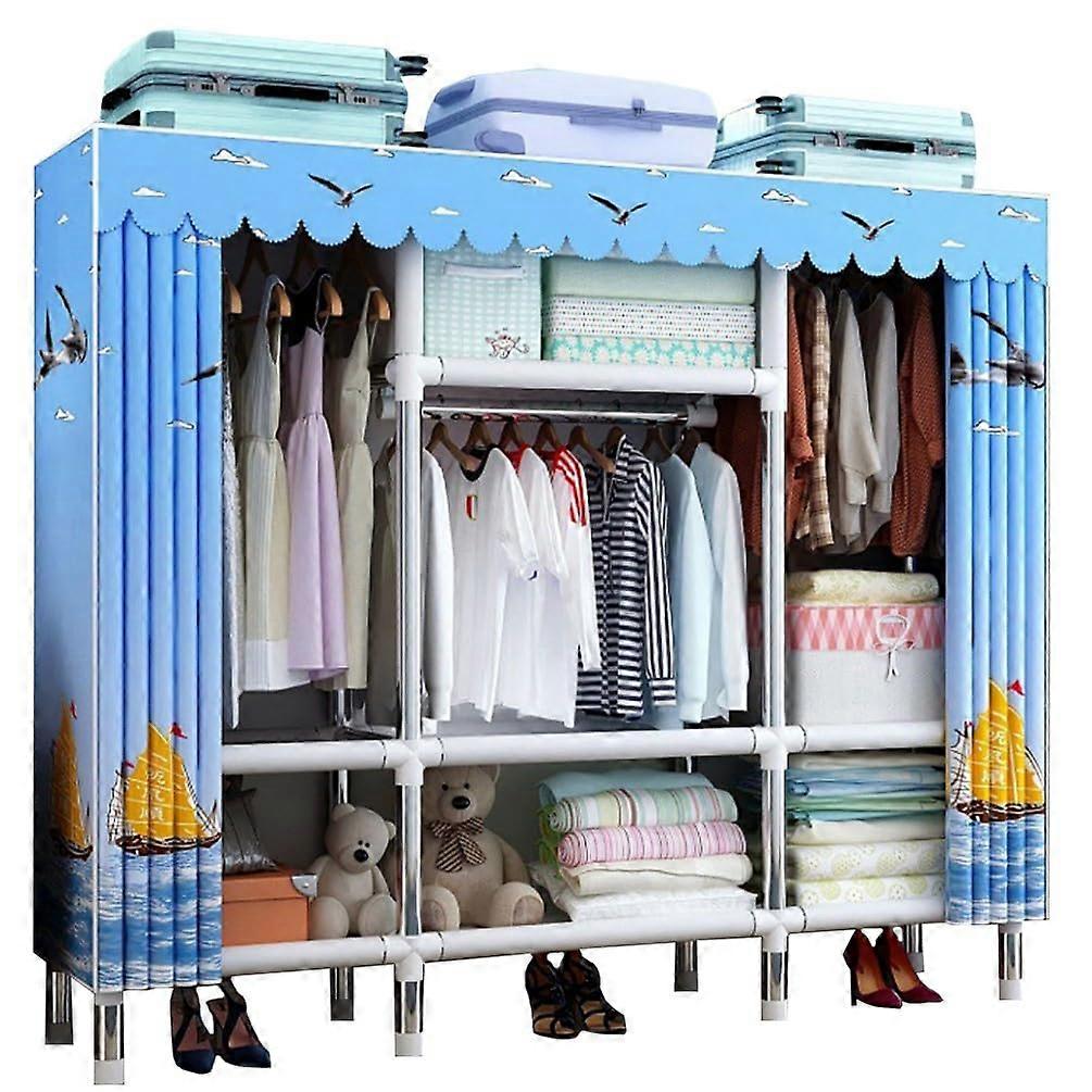 Armadi in tessuto, Armadio in tessuto, Armadio in tessuto non tessuto, Armadio semplice, 205 x 46 x 172 cm, Portatile con ripiano sospeso, Organizer portaoggetti