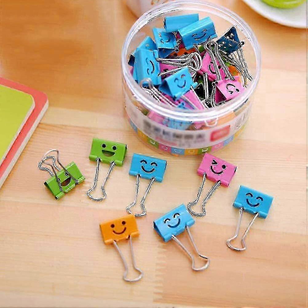 40 Pack Colored Paper Clips with Cute Smiling Faces, File Organizer Metal Binder