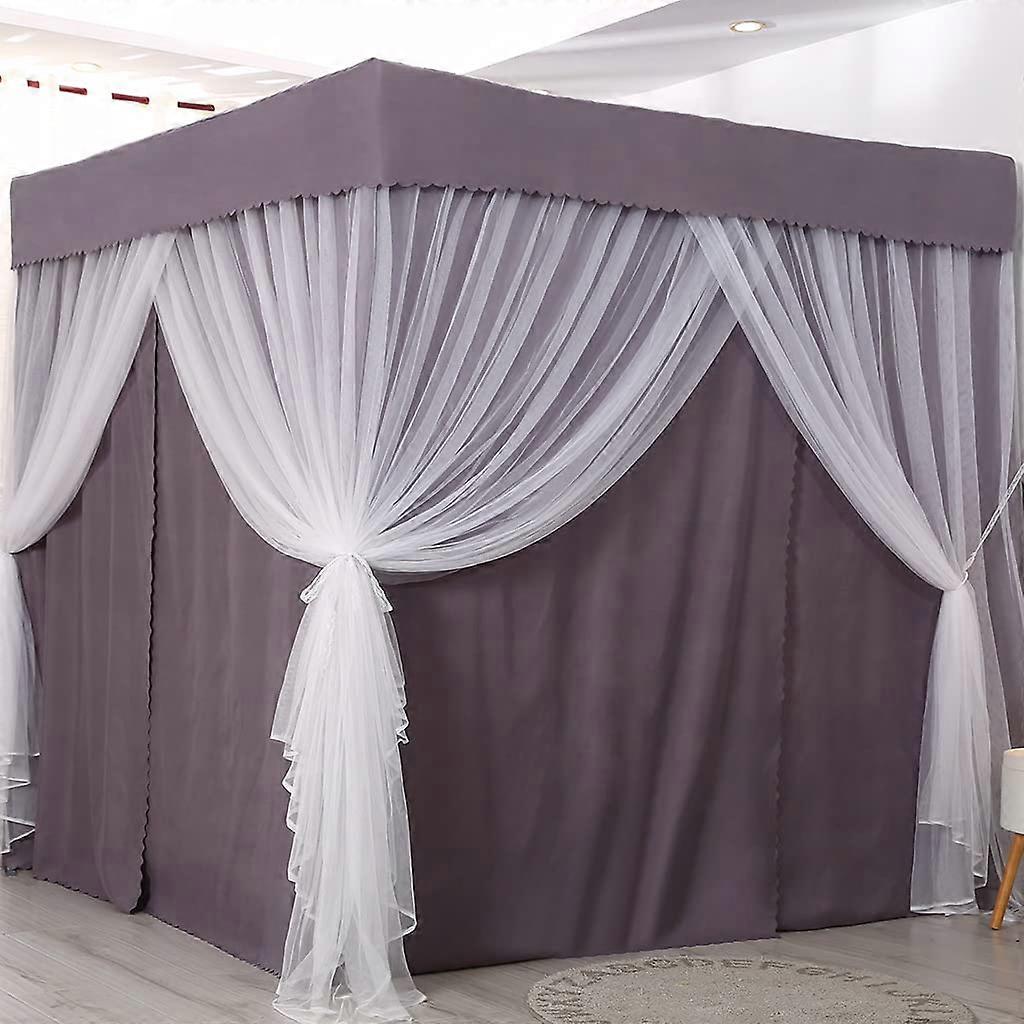 Princess Bed Canopy with 4 Corner Posts and Cute Mosquito Net for Girls Beds, Adult Bedroom, Nursery Curtain Net for Single/Double/Queen/King (Plain)