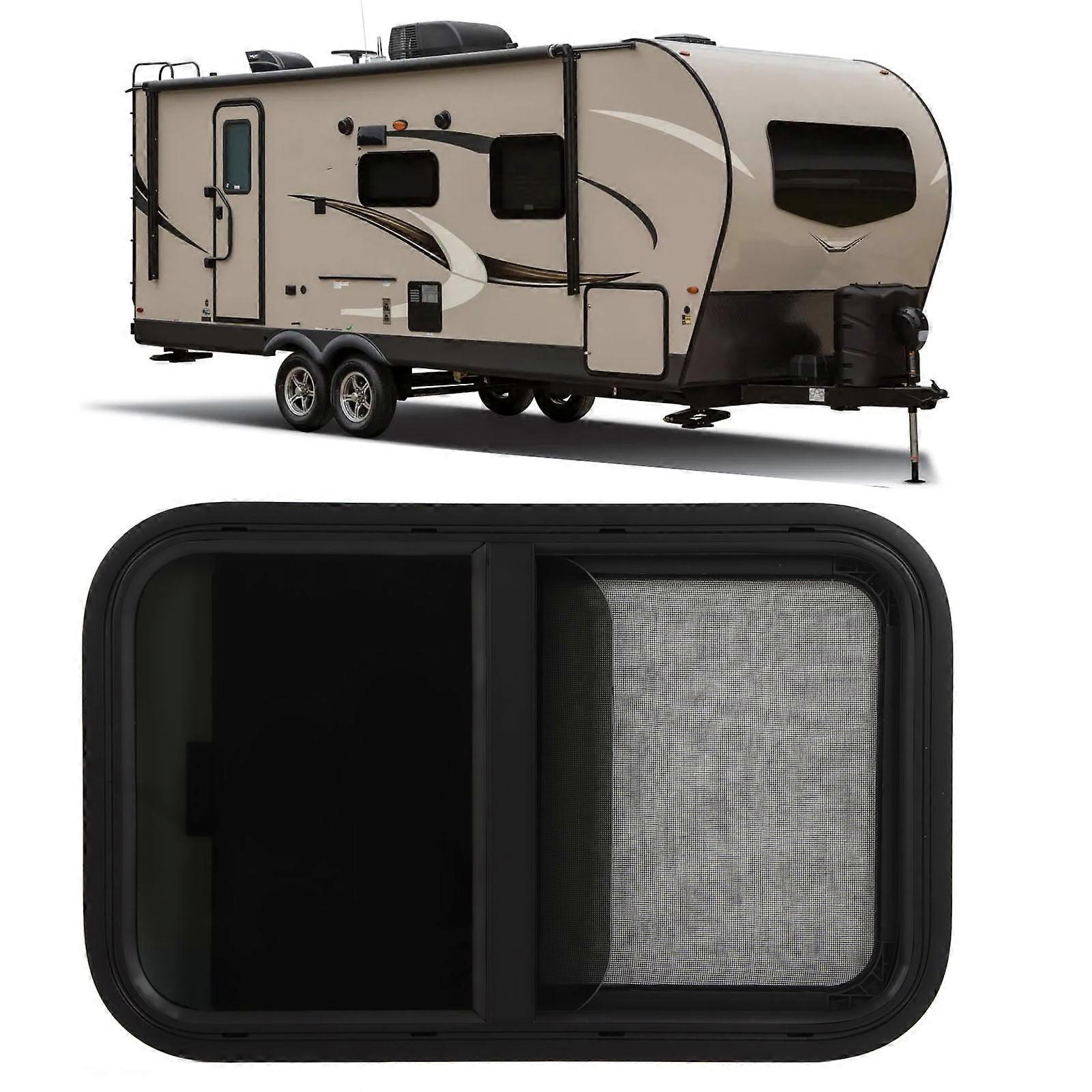 RV Window Horizontal Vertical Rounded Slid with Insect Nets Drain Hole for 645x415mm Motorhome Engineering Vehicles