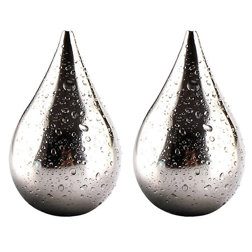 Beverage Cube Reusable Stainless Steel Ice Cube for Water Drop Shape Silver 4.3X2.6CM 2Pcs