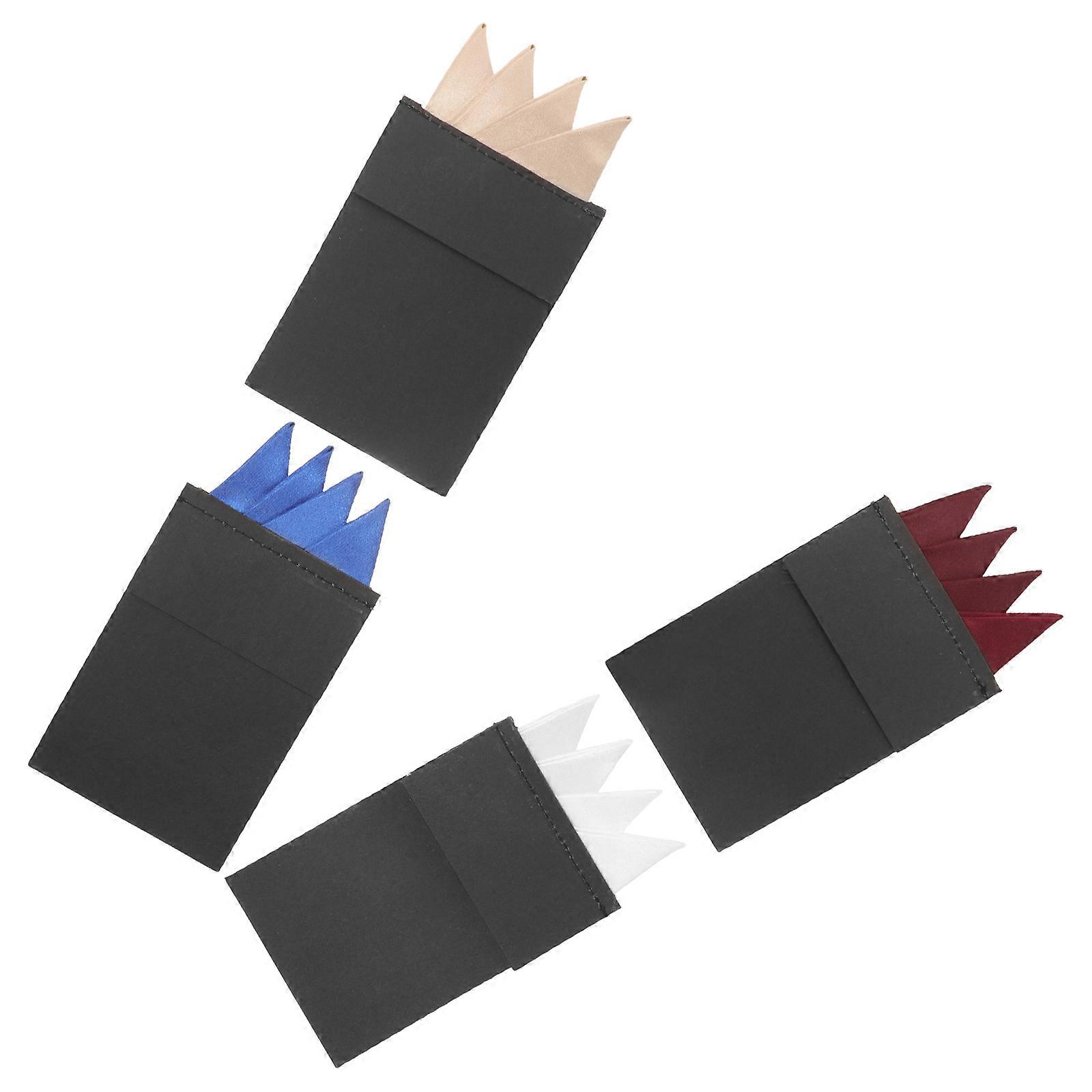 Mens Soft Polyester Handkerchiefs Square Suit Accessory Graduations 16.50X8.00X0.30CM 4Pcs