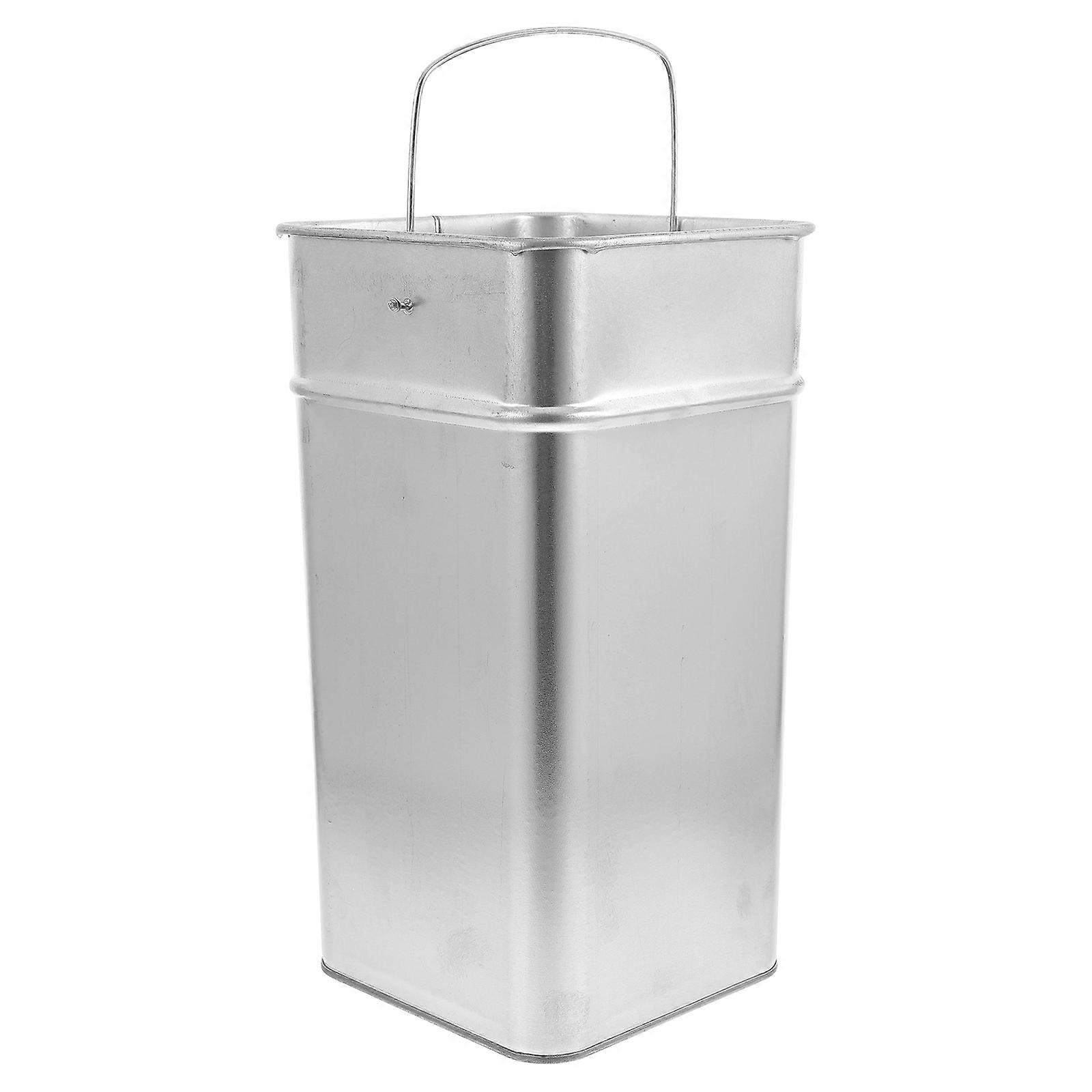 Here's a polished and professional product description based on your input:
 
**Outdoor Galvanized Metal Trash Can Bucket with Handle –
