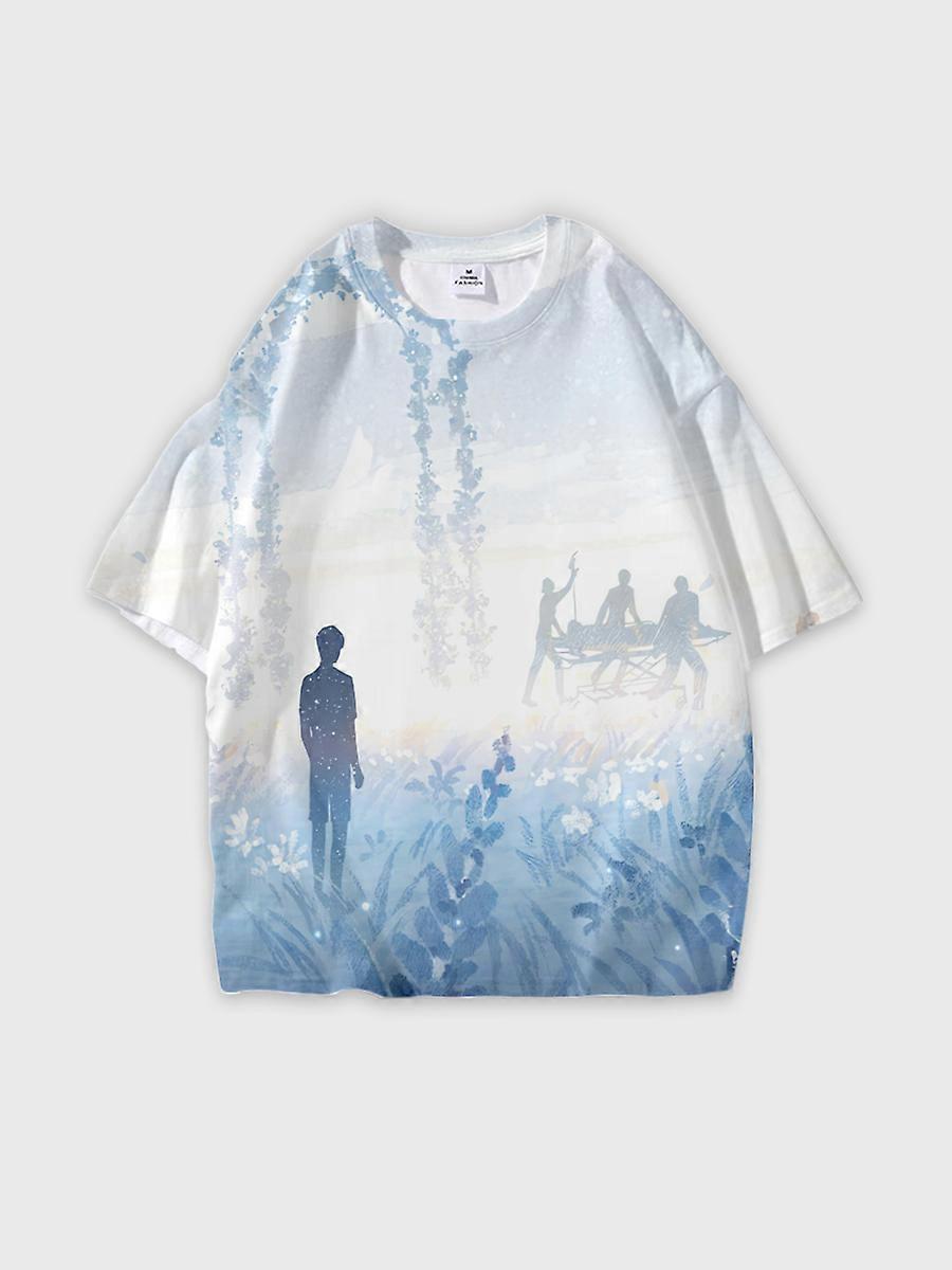 T-shirt round neck book Role Pattern loose short sleeve JW2076