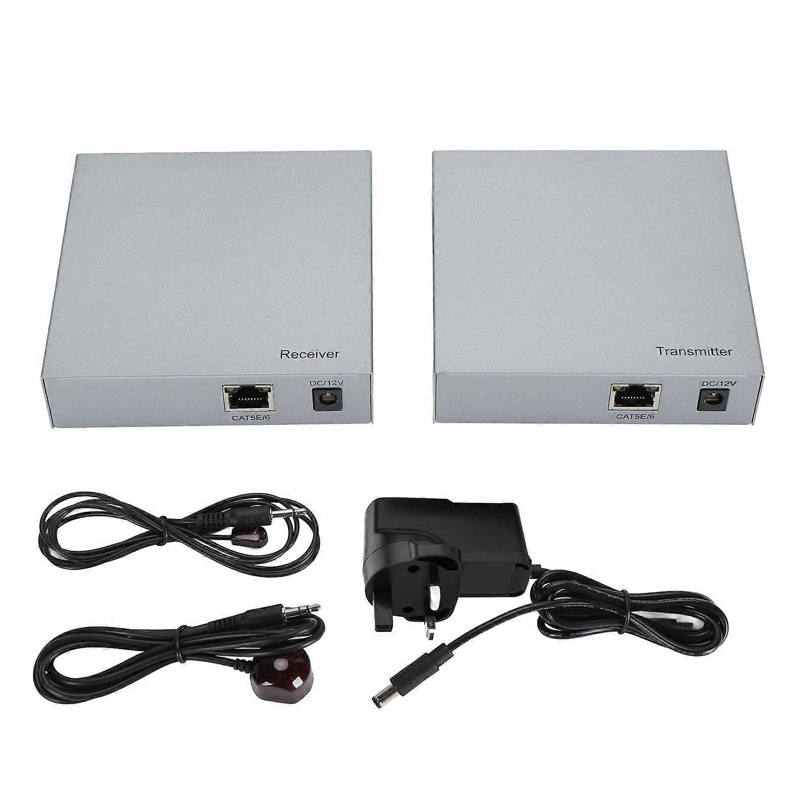 4K HDMI RJ45 Extender with POC, 394ft Over CAT5e/CAT6, KVM, Loop Out, UK Plug