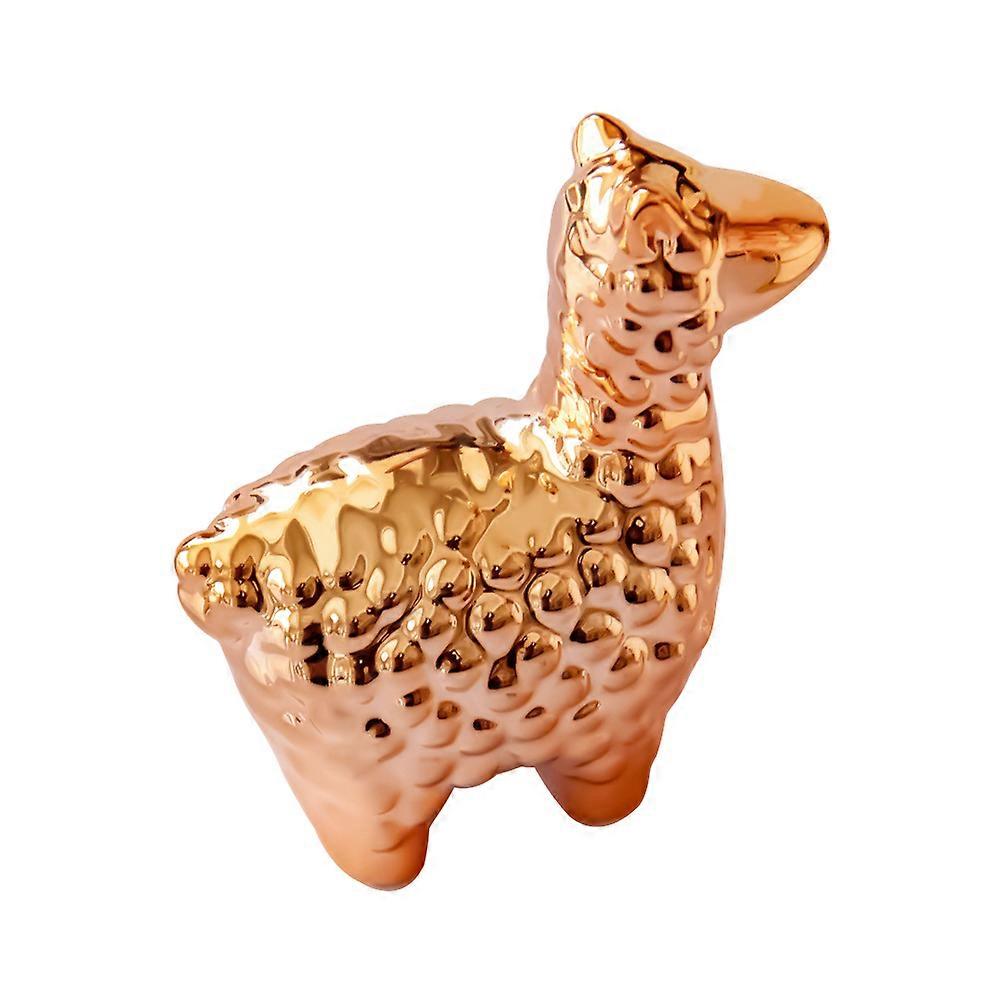 Elegant Ceramic Alpaca Ornament, Rose Gold Finish, Delicate Home & Office Decor, Charming Miniature Figurine for Stylish Indoor Spaces