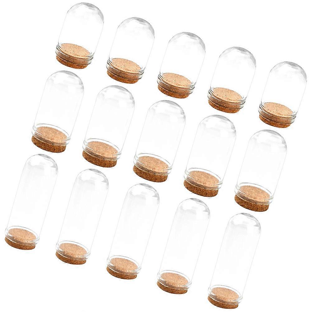 Glass Display Dome With Wood Tray For Miniature Model Diy Dustproof 4.45X2.50X2.50cm 15Pcs