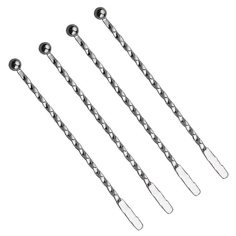 Stainless Steel Stirring Tool 4Set Silver Spiral Design for Drink Stirring Juice Mixing in Coffee Shop Home Use
